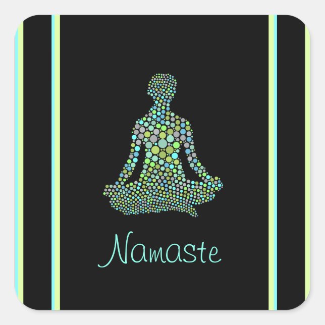 Namaste Yoga Pose Serene Personalised Square Sticker (Front)