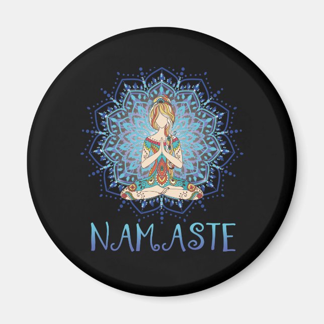 Namaste Yoga Pose with Chakra for Yoga Lover min Magnet (Front)