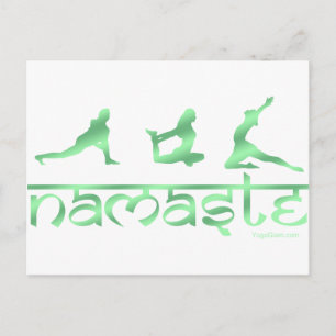 Namaste yoga poses green postcard