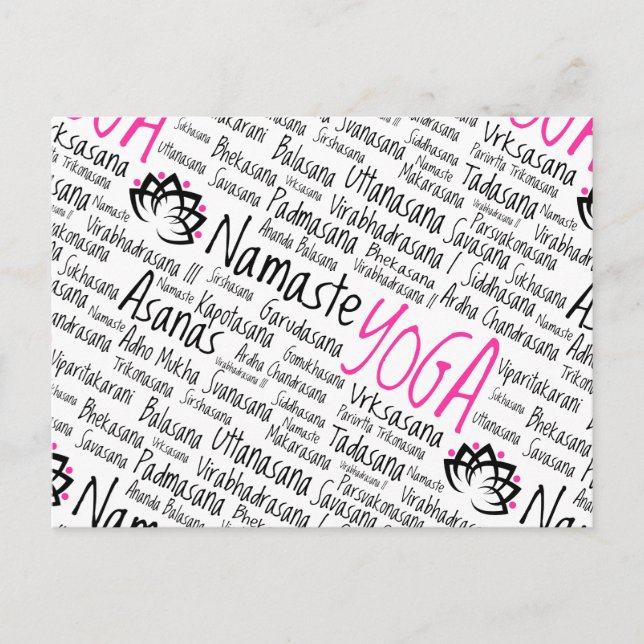 Namaste Yoga Positions Asana Poses Sanskrit Names Postcard (Front)
