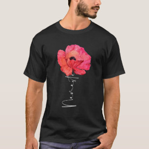 Namaste Yoga Saying Watercolor Red Poppy Flower Bo T-Shirt