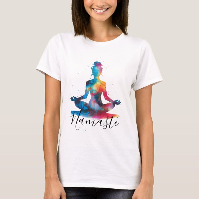 Namaste Yoga Silhouette | Colorful Meditation  T-Shirt (Front)
