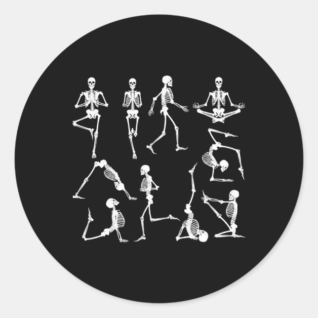 Namaste Yoga Skeleton Halloween Namaste Skeleton Classic Round Sticker (Front)