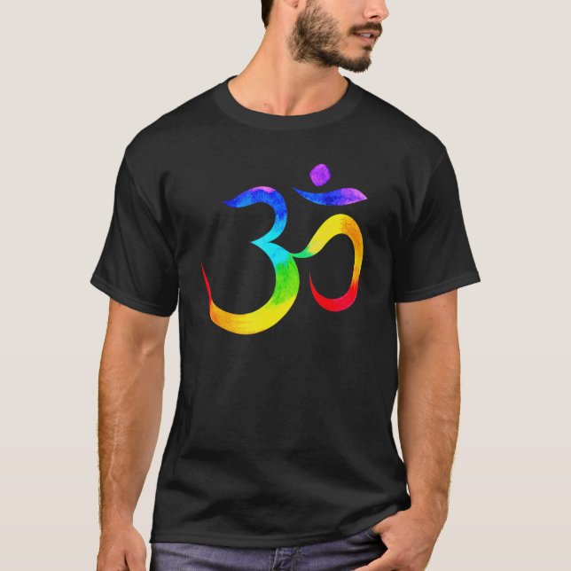 Namaste Yoga Symbol Rainbow T-Shirt (Front)