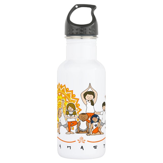 Namaste Yoga Teacher with Students - Yoga Poses - 532 Ml Water Bottle (Front)