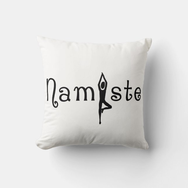 Namaste Yoga Throw Pillow (Front)