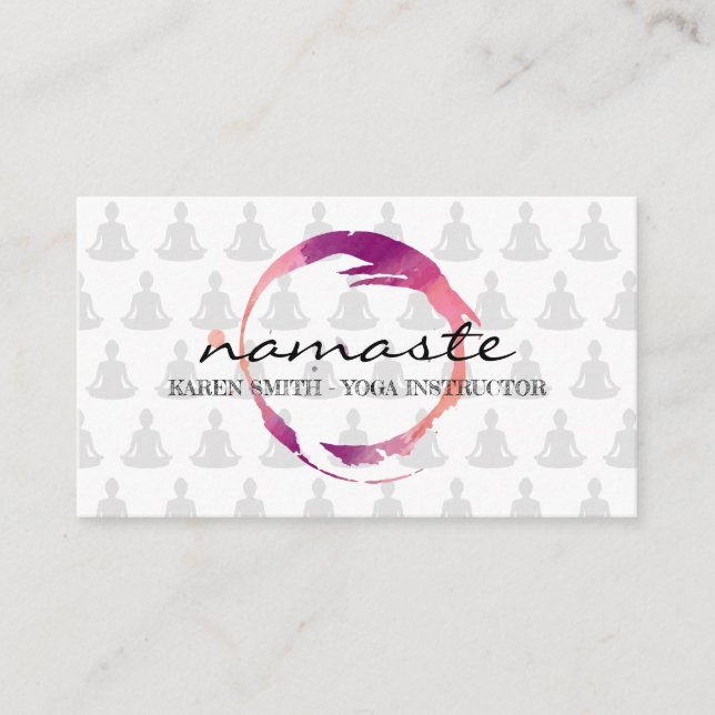 Namaste Yoga Tribal Pattern lotus | Health Business Card (Front)