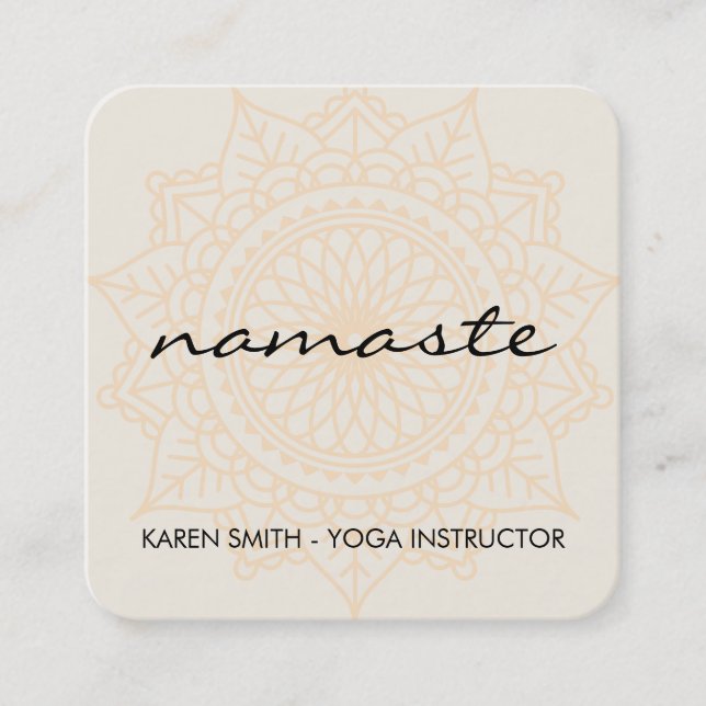 Namaste Yoga Tribal Pattern Square Business Card (Front)