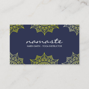 Namaste Yoga Tribal Pattern with lotus position Business Card