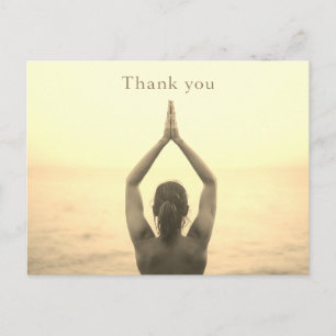Namaste Yoga woman raise hand Thank you Postcard