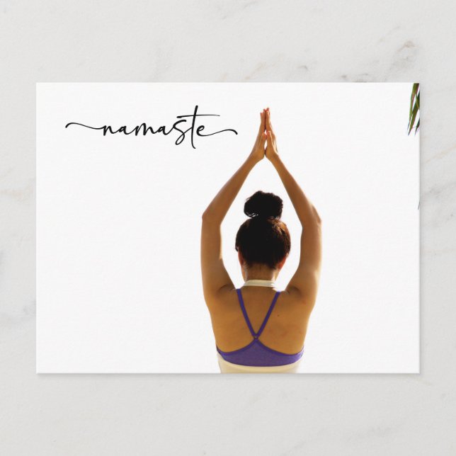 Namaste Yoga woman raise hand Thank you Postcard (Front)