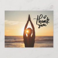 Namaste Yoga woman raise hand Thank you Postcard