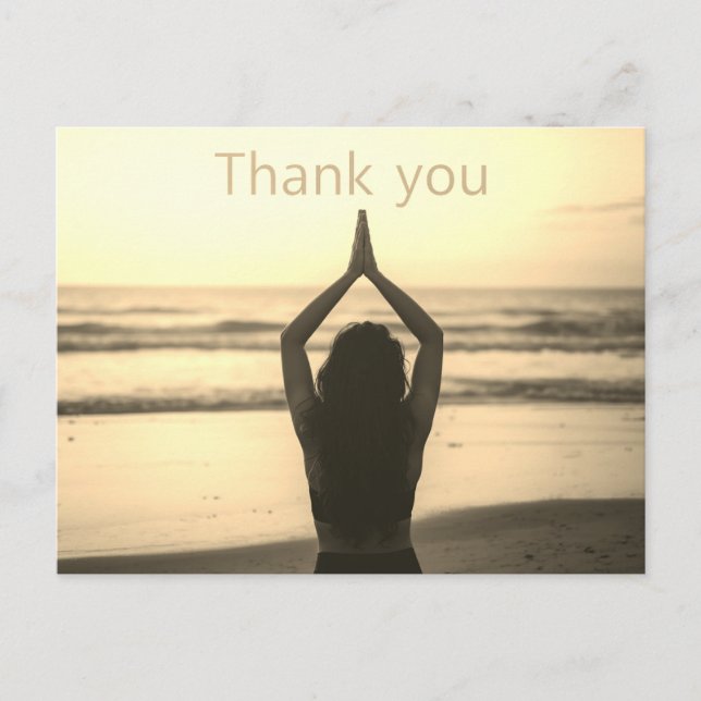 Namaste Yoga woman raise hand Thank you Postcard (Front)