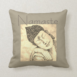 Namaste Zen Buddha Watercolor Art Pillow