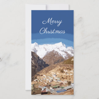 Namche Bazaar and mountain view, Nepal Christmas Holiday Card