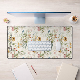 Name, 1600s Dutch Still Life Art Floral Pattern Desk Mat