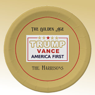 Name, 2025 Trump-Vance America First, 7-in Round Paper Plate