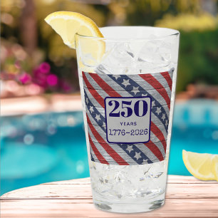 Name 250 years 1776-2026 Stars and Stripes Glass