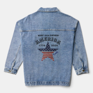 Name || 250th Happy Birthday America Stars Denim Jacket