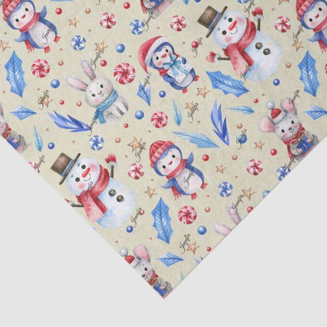 Name, 3 Sheets Tissue Paper Whimsical Christmas (Detail)