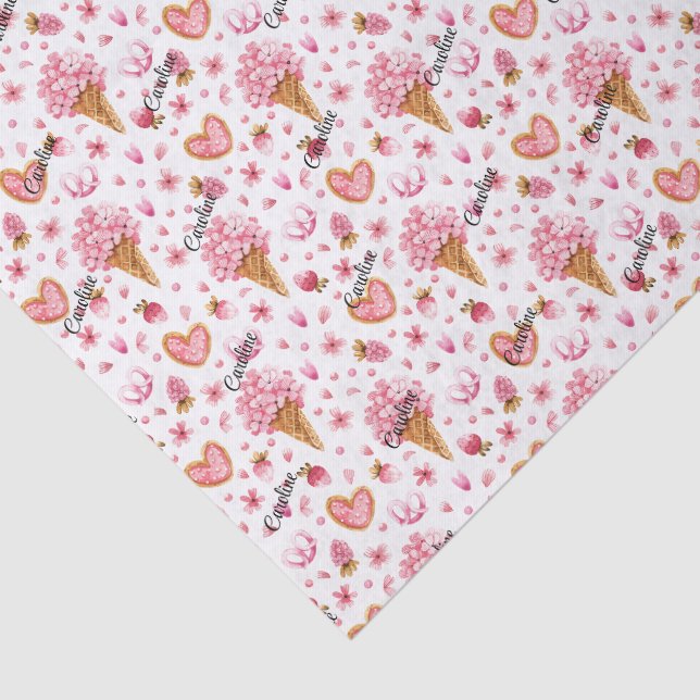 Name, (3) Tissue Paper Sheets, Hydrangea Flowers (Detail)