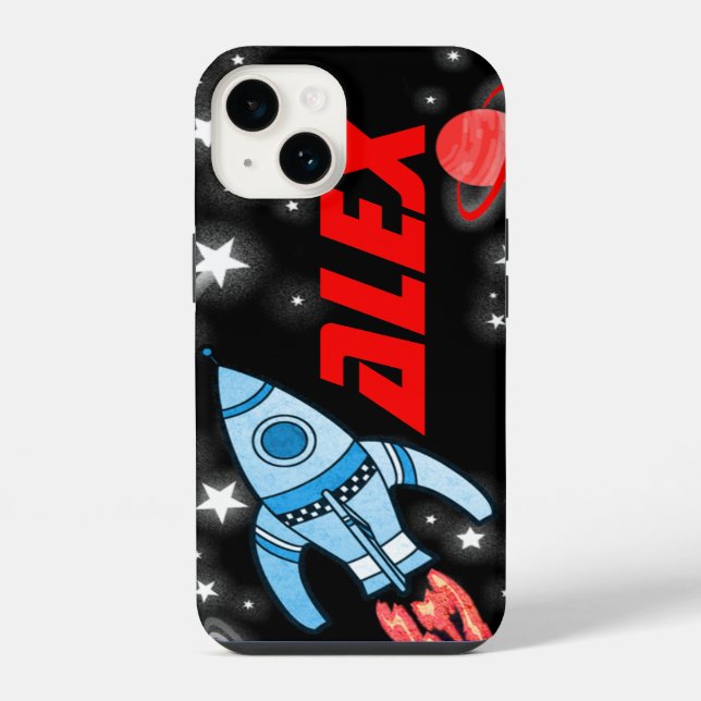 Name 4 letter rocket space black iPhone case (Back)