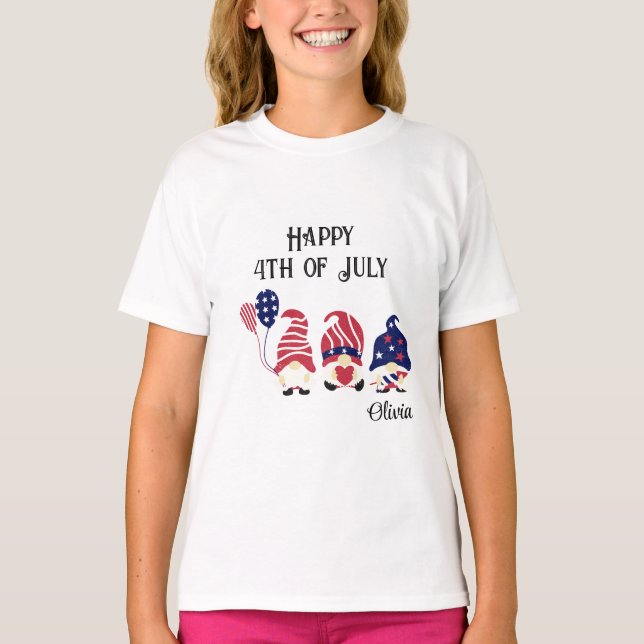 Name, 4th of July Gnomes, Kids-Youth XS to XL T-Shirt (Front)