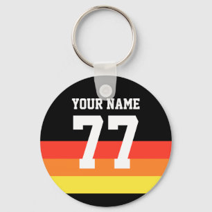 Name 77 Sports Jersey Number Black Yellow Red Key Ring