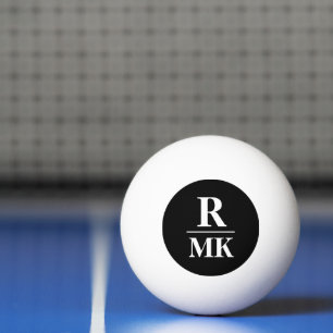 Name abbreviation 3-initials black circle ping pong ball