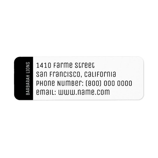 name, address, phone number & email information return address label