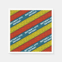 Name & Age Birthday Party Celtic Stripe Red Blue