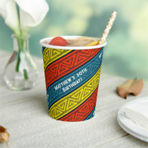 Name & Age Birthday Party Celtic Stripe Red Blue