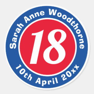Name, Age, & Date on a Birthday Classic Round Sticker