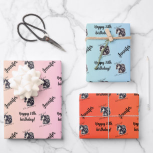 Name Age Just a Girl Who Loves Horses  Wrapping Paper Sheet
