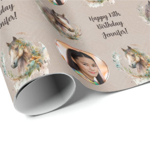 Name Age Photo Just a Girl Who Loves Horses  Wrapping Paper