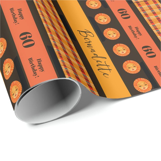 Name Age Sentiment Ethnic Bohemian Boho Orange Red Wrapping Paper (Roll Corner)