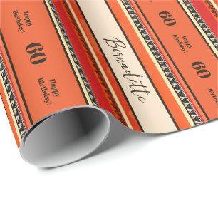 Name Age Sentiment Ethnic Bohemian Boho Orange Red Wrapping Paper
