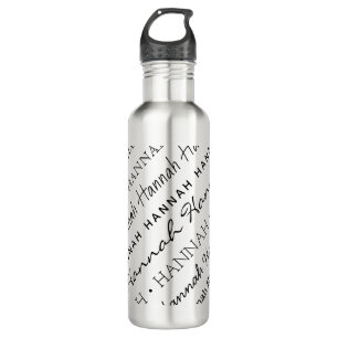 Name All Over Repeating Different Fonts Silver 710 Ml Water Bottle