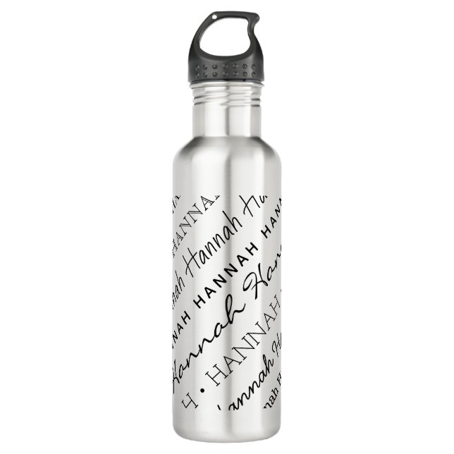 Name All Over Repeating Different Fonts Silver 710 Ml Water Bottle (Front)