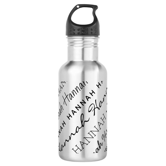 Name All Over Repeating Different Fonts Silver 710 Ml Water Bottle (Front)