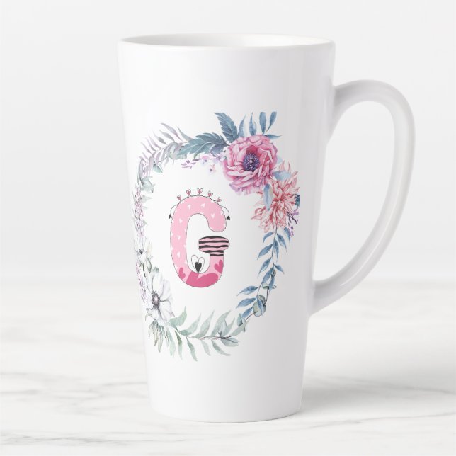 Name Alphabet "G"  Latte Mug (Right)