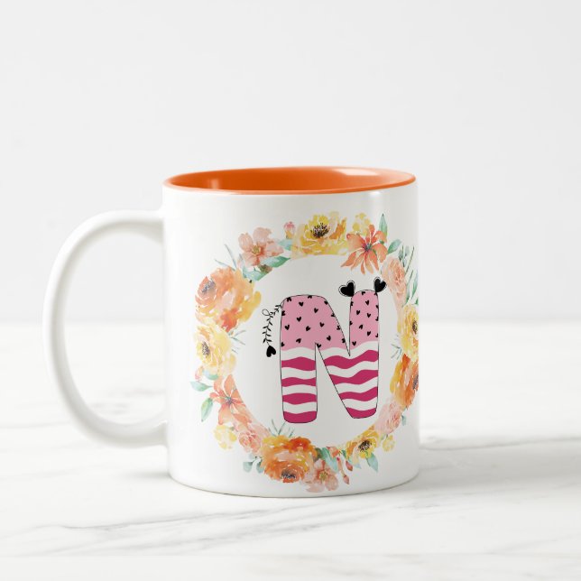 Name Alphabet "N"  Two-Tone Coffee Mug (Left)