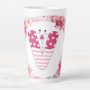 Name Alphabet V Latte Mug