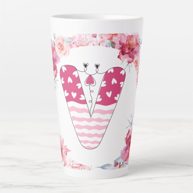 Name Alphabet V Latte Mug (Front)