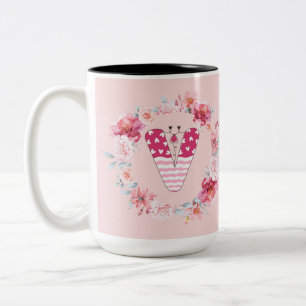 Name Alphabet V Two-Tone Coffee Mug