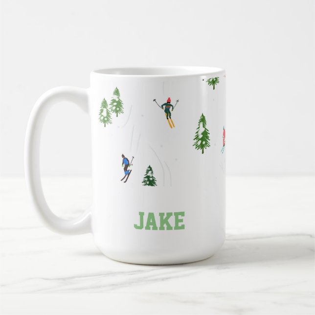 Name Alpine Skiers Skiing Illustration Skier   Coffee Mug (Left)