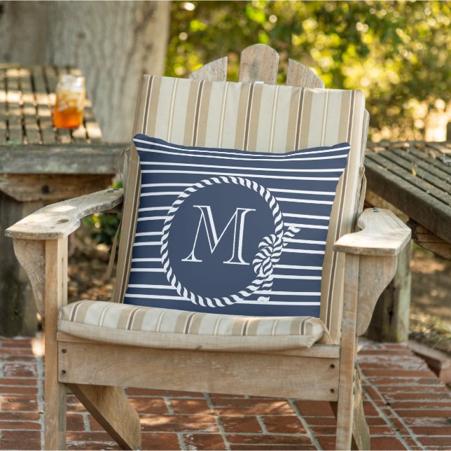  Name Anchor Rope Navy Blue Monogram initial  Cushion (Chair)