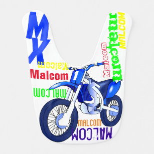 Name and Age Motorcycle  Fun Colorful Pattern Bib
