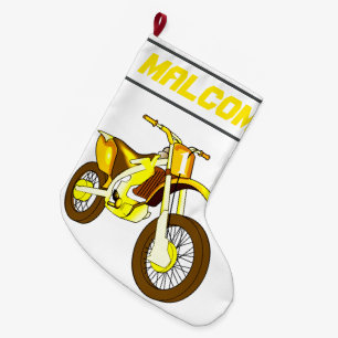 NAME and Age or Number Dirt Bike Motorcycle Large Christmas Stocking