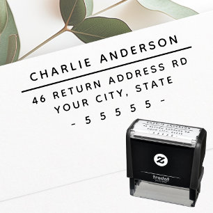 Name and business return address self-inking stamp